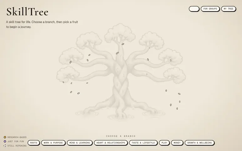 Screenshot of the SkillTree homepage